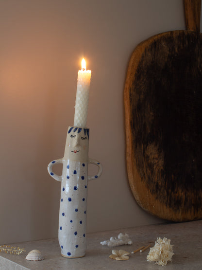 Contemporary Studio Pottery Wonky Lady Candle Holder / Bud Vase by Janet Dawes