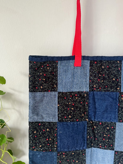 Vintage Handmade Patchwork Tote Bag – Light & Dark Denim (Large)