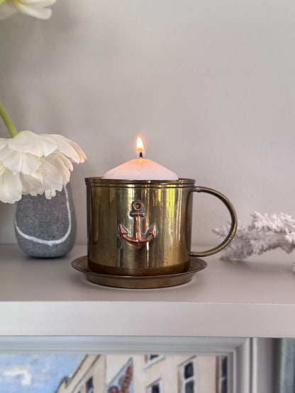 Vintage Brass & Copper Anchor Cup & Saucer
