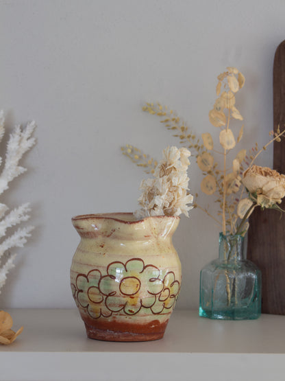 Vintage Studio Pottery Slipware Floral Creamer