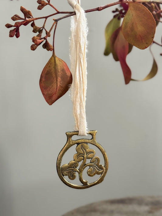 Vintage Solid Brass Token - Lucky Clover Leaf