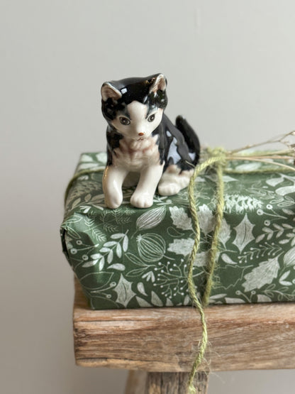 Vintage Miniature Porcelain Cat Sculpture