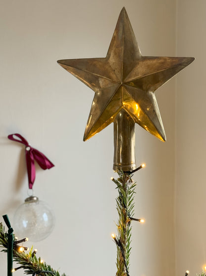 Large Vintage Indian Brass Star Tree Topper