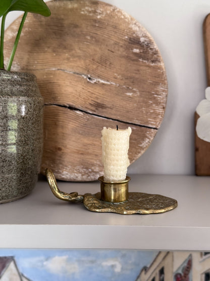 Vintage Solid Brass Water Lily Leaf Chamberstick