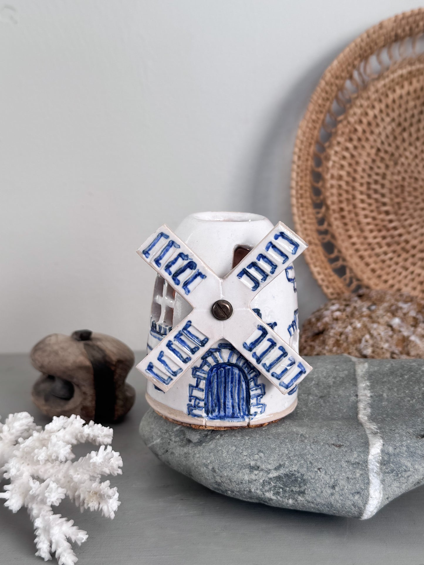 Vintage Studio Pottery Windmill Tea Light Holder