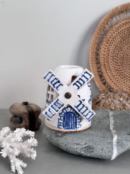 Vintage Studio Pottery Windmill Tea Light Holder