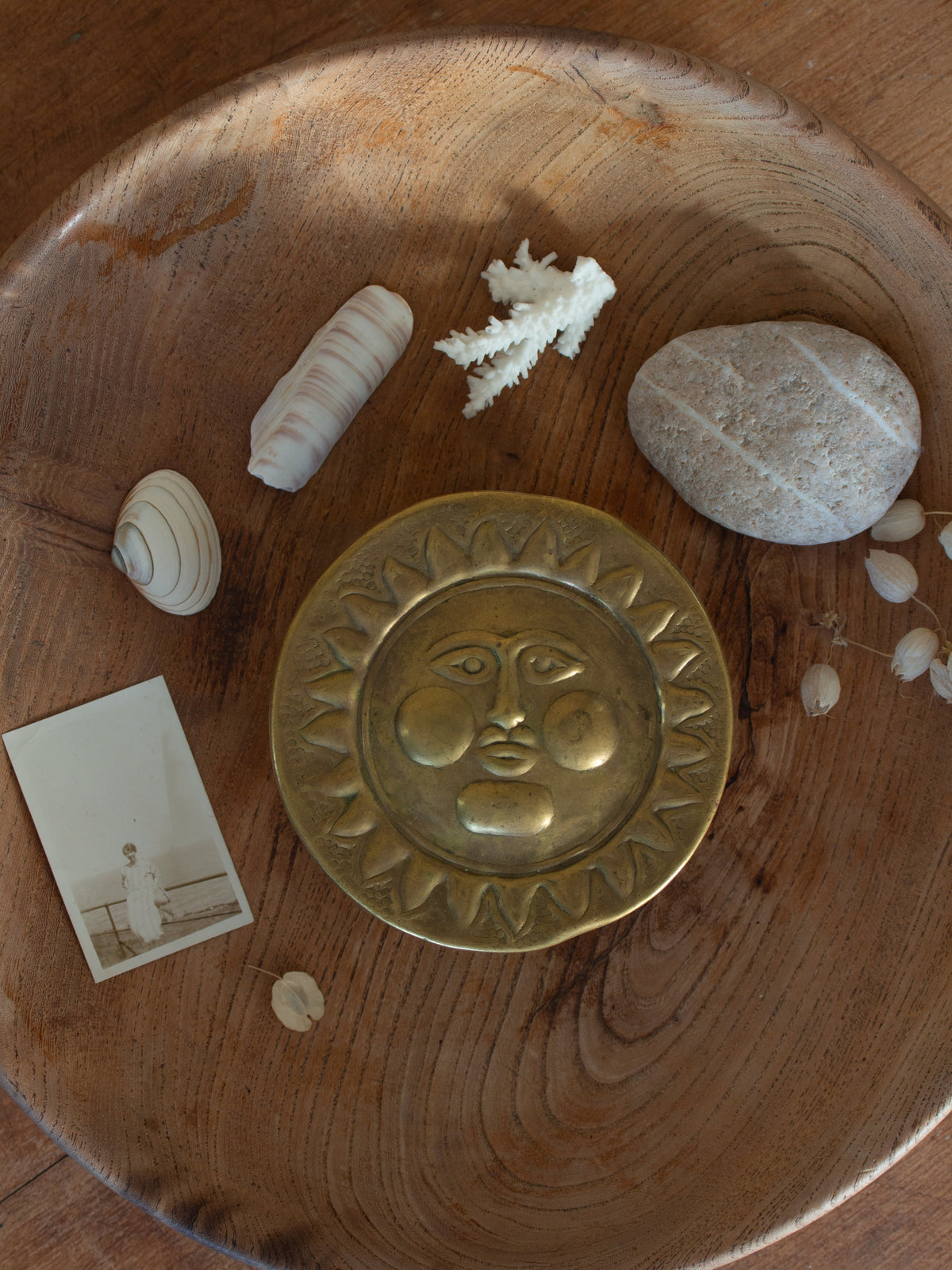 Vintage Brass Sun Trinket Box