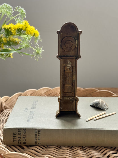 Vintage 1950s Solid Brass Grandfather Clock Ornament
