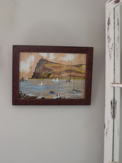 Antique 1927 Original Watercolour Painting of Bradda Head, Isle of Man