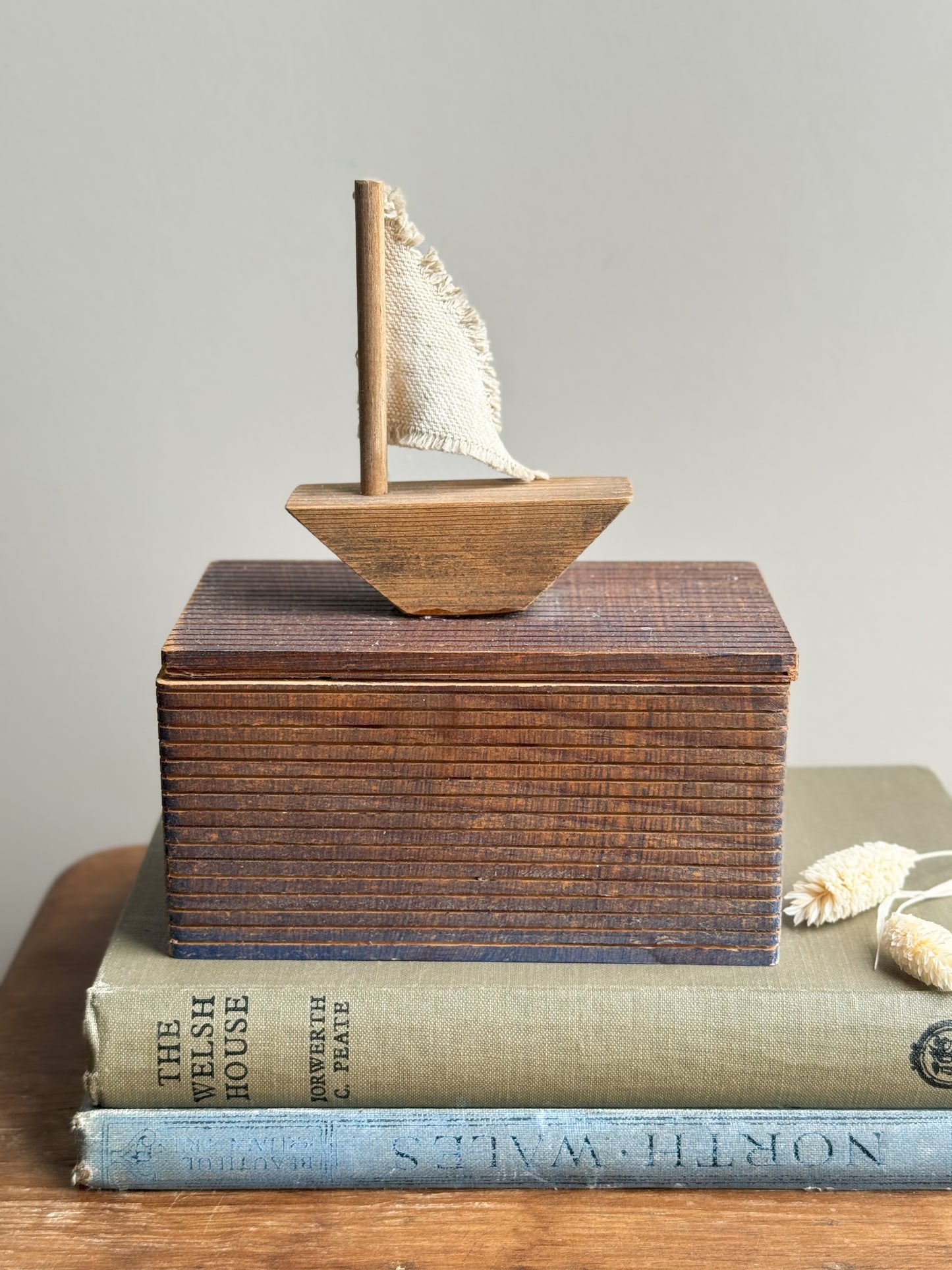 Vintage Handmade Folk Art ‘Little Boat’ Box