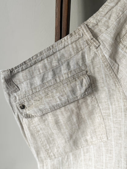 Subtle Stripe 100% Linen Trousers by Blue Line - Size L