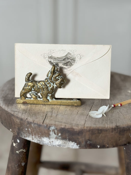 Vintage Brass Scotty Dog | Highland Terrier Letter Rack