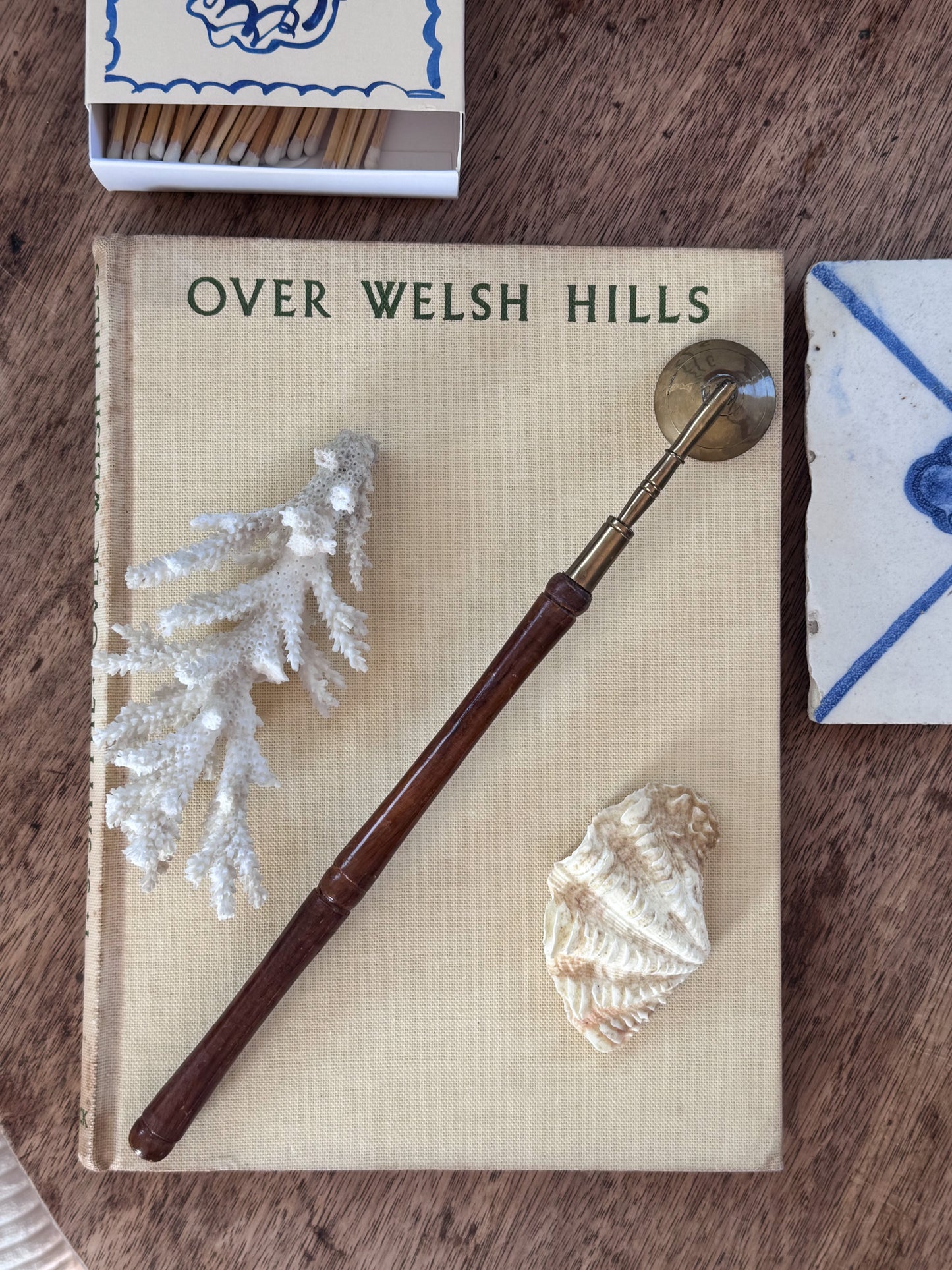 Vintage Brass & Turned Wood Candle Snuffer