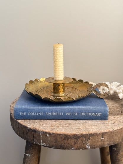 Antique Art Nouveau Scalloped Brass Chamberstick