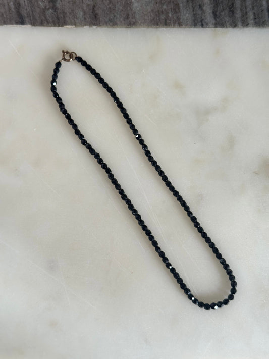 Vintage Black Beaded Necklace