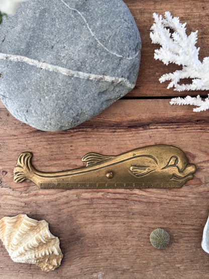 Vintage Midcentury Italian Solid Brass Dolphin Ruler (15cm)