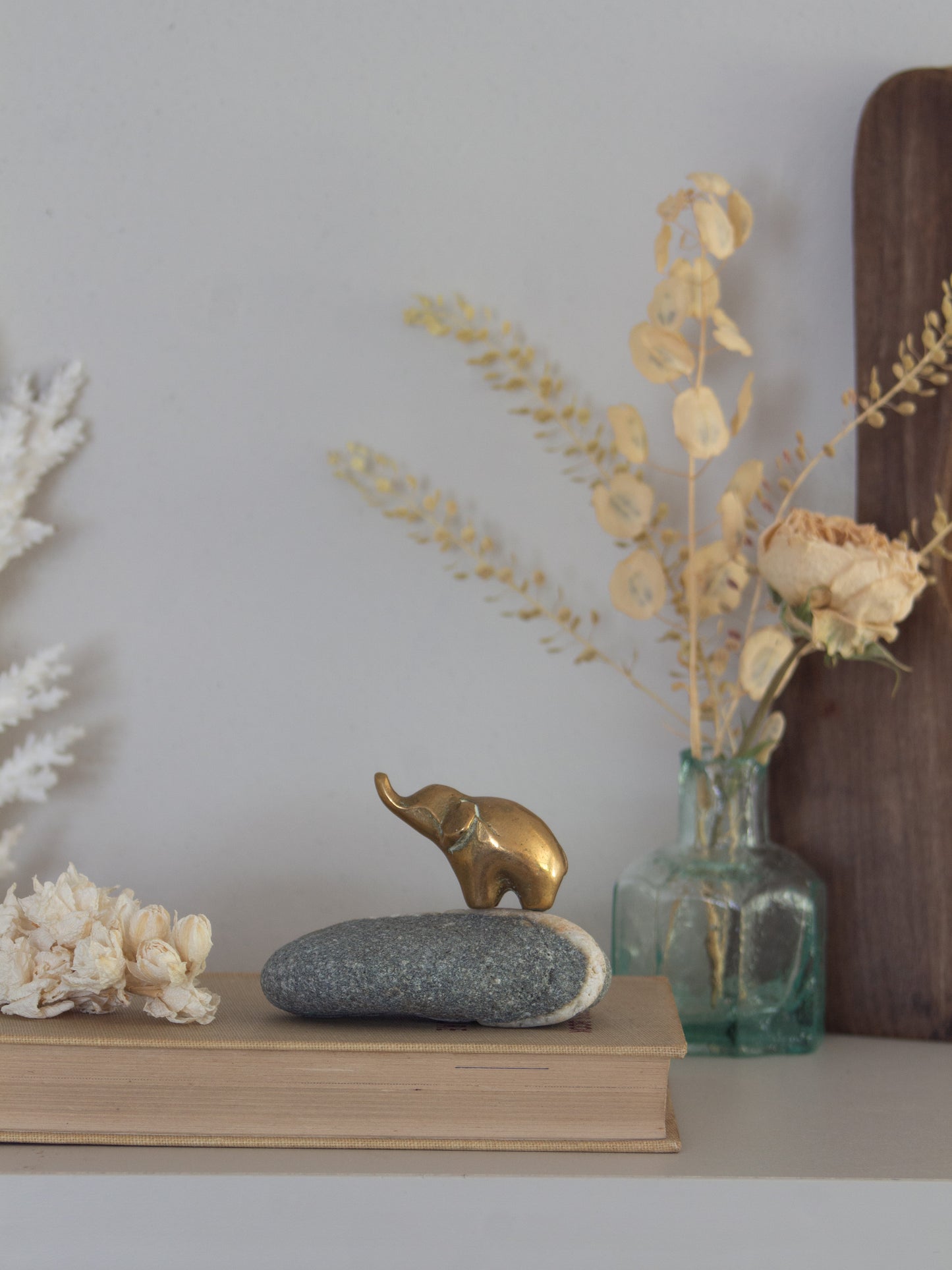 Vintage Solid Brass Miniature Elephant Figurine