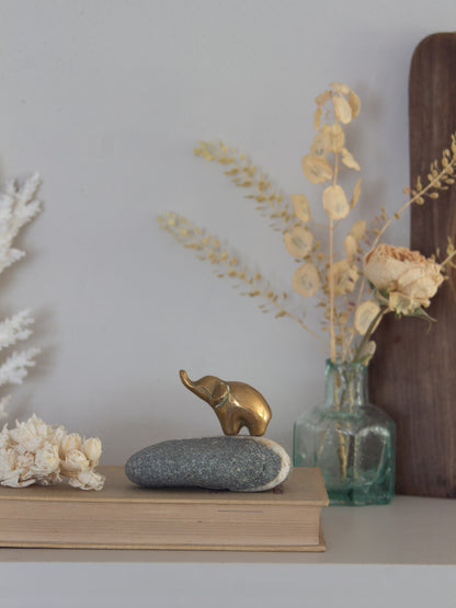 Vintage Solid Brass Miniature Elephant Figurine