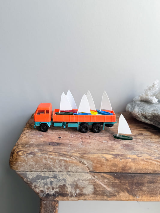 Vintage 1960s Plastic Toy – Sailboat Transport Truck
