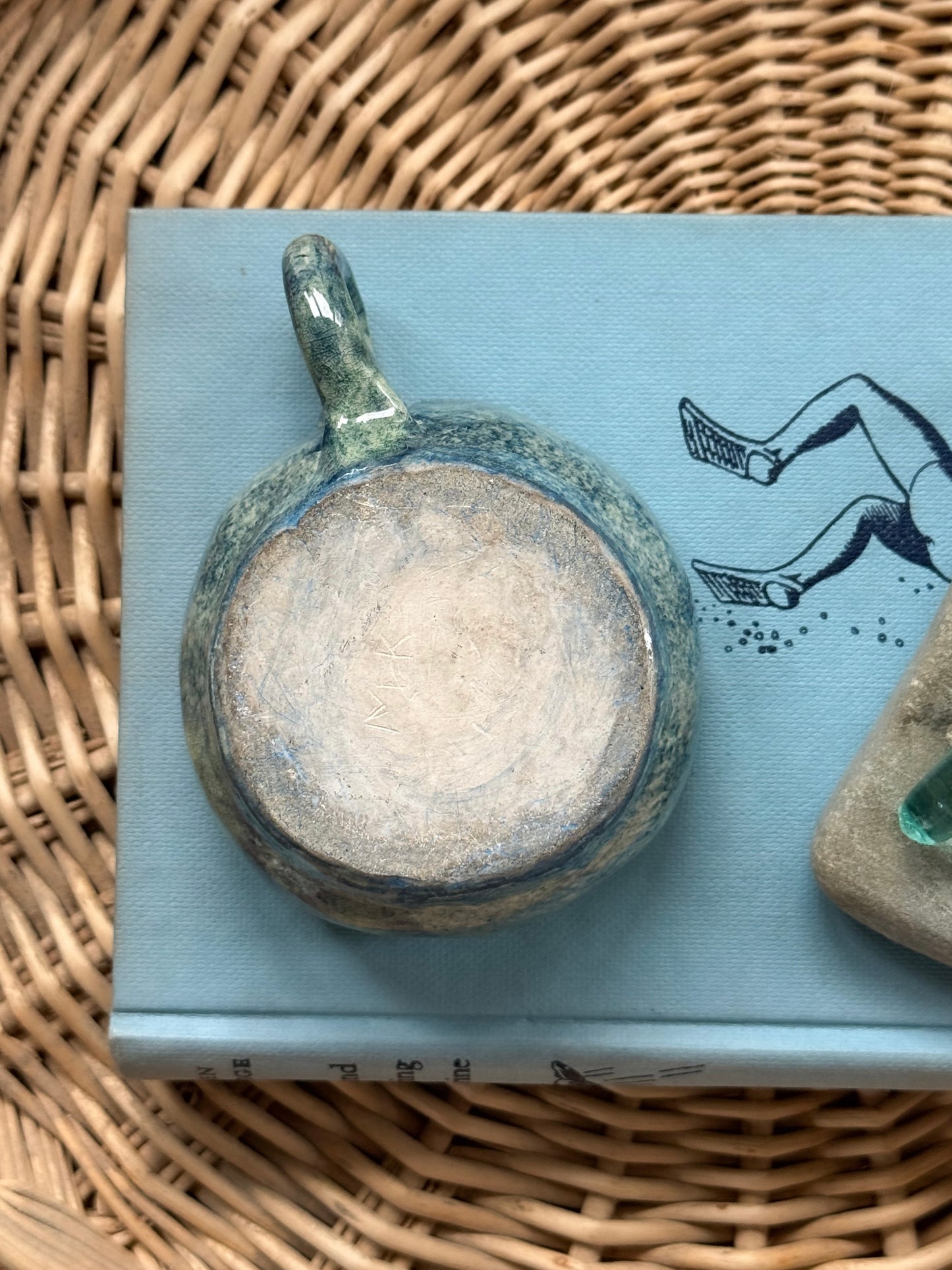 Vintage Speckled Blue Studio Pottery Candle Holder