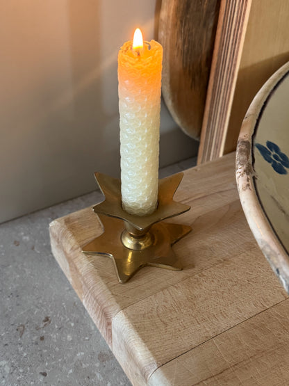 Vintage Solid Brass Star Candle Holder