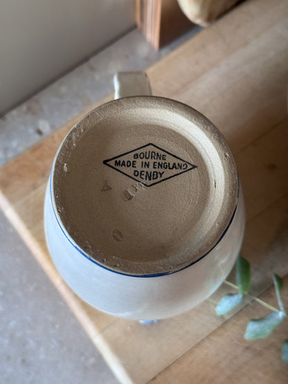 Vintage 1940s–50s Bourne Denby Grey & Blue Stoneware Jug