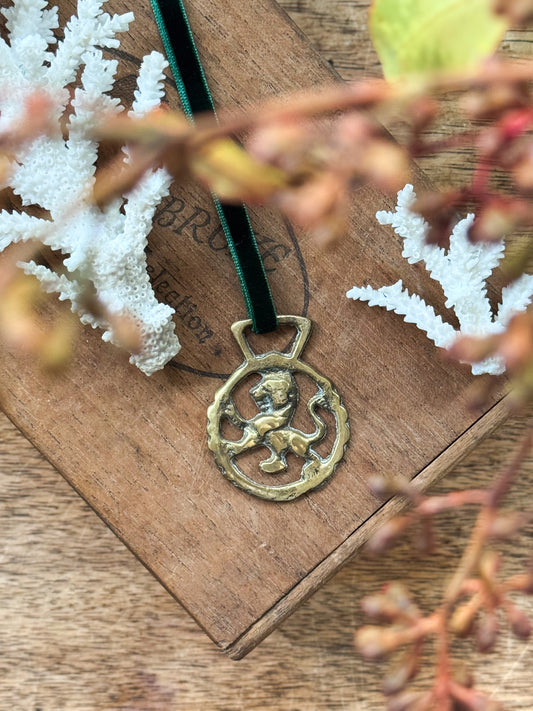 Vintage Solid Brass Token - Heraldic Lion