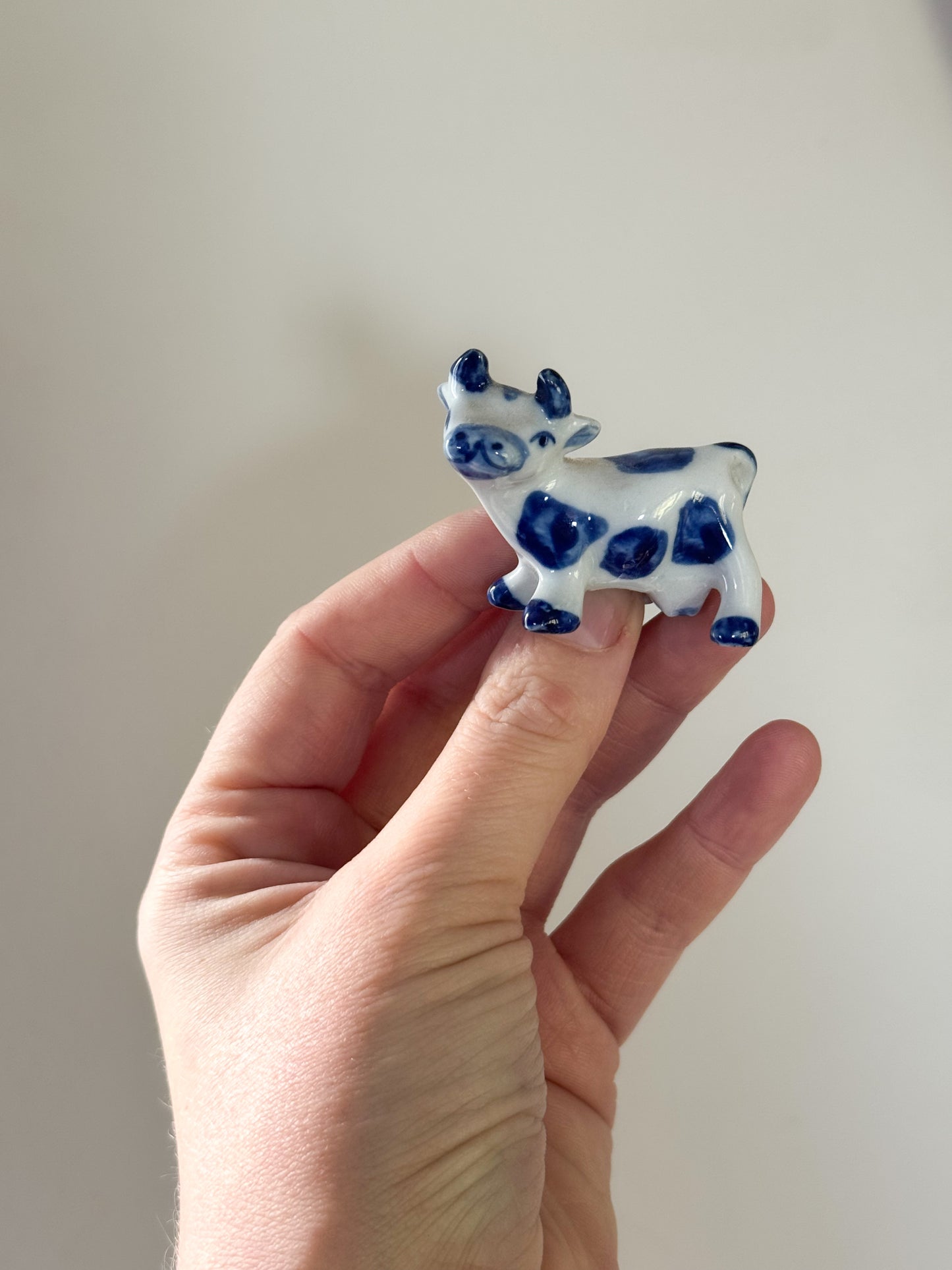 Vintage Miniature Hand-Painted Porcelain Cow