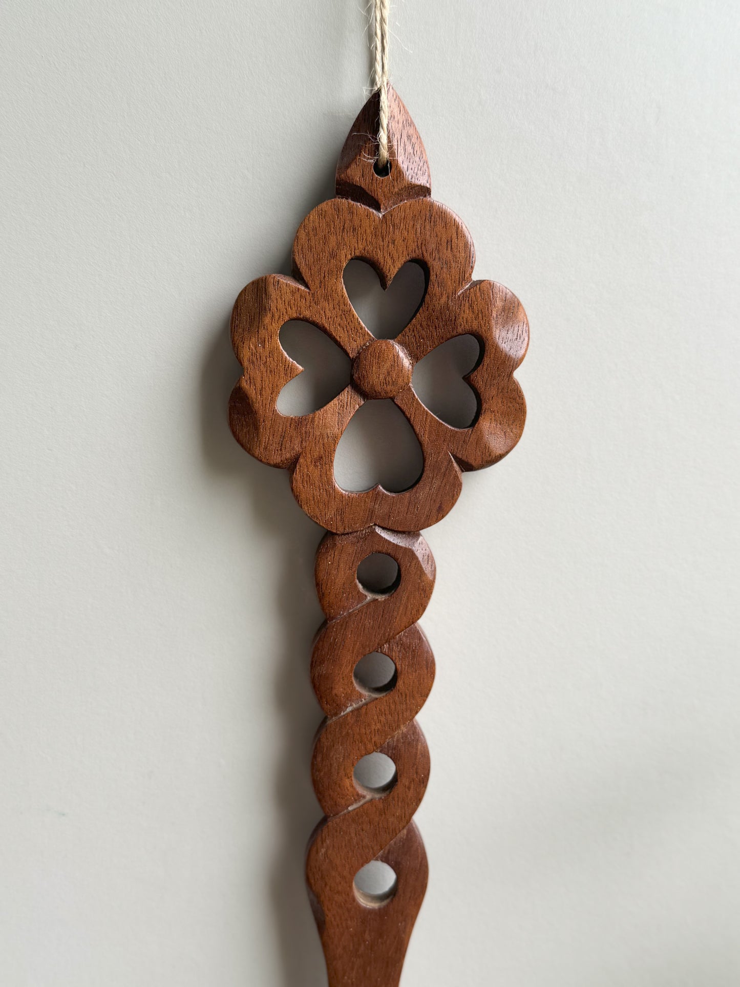 Flower Intricately Carved Vintage Welsh Love Spoon