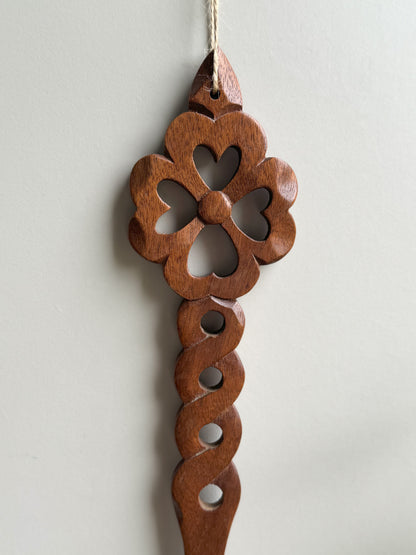 Flower Intricately Carved Vintage Welsh Love Spoon
