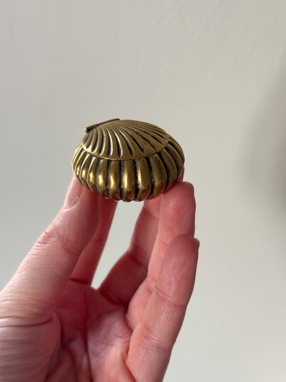 Antique Brass Snuff Box - 1889, Shell Form with RD136506 Marking