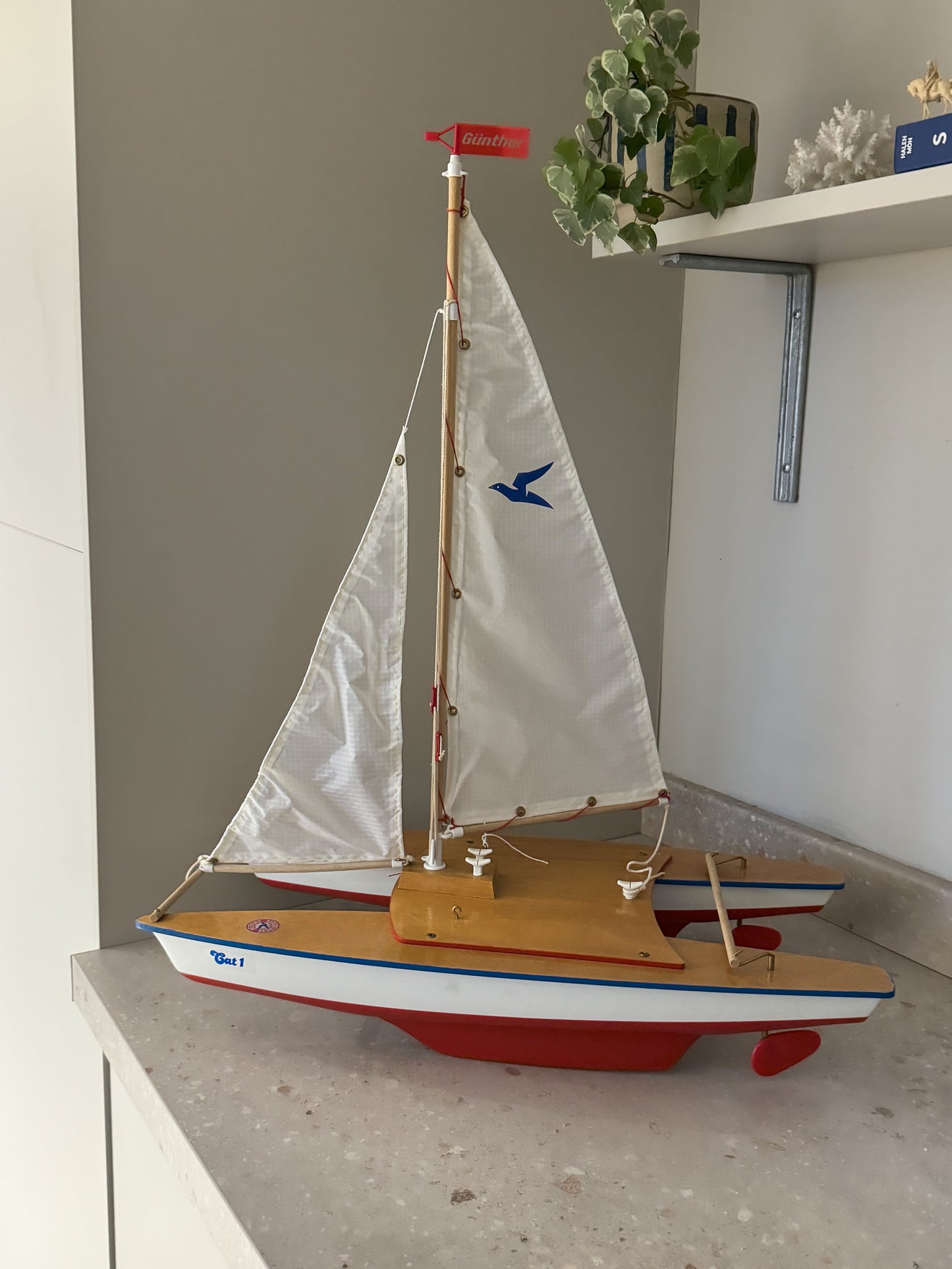 Vintage Gunther Wooden Toy Cat 1 Sailboat Catamaran | Made in Germany