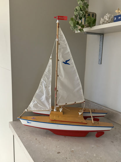 Vintage Gunther Wooden Toy Cat 1 Sailboat Catamaran | Made in Germany