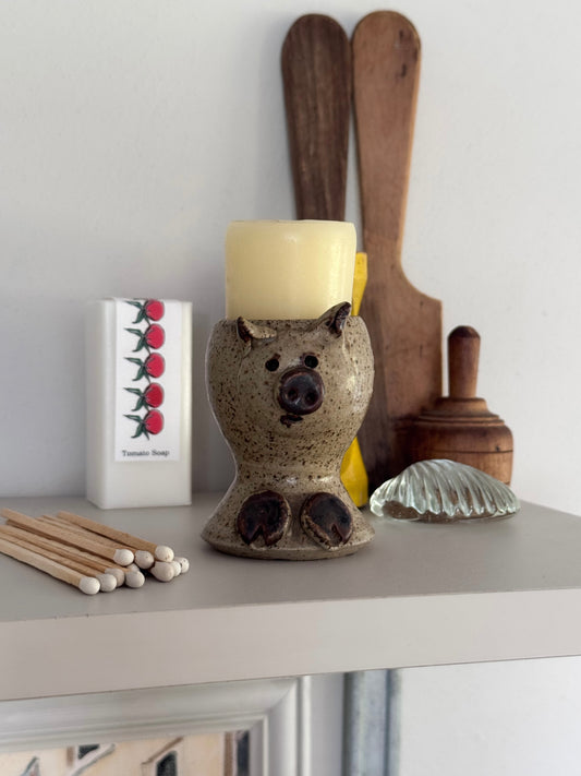 Vintage Welsh Studio Pottery Pig Egg Cup by Begelly Pottery, Pembrokeshire