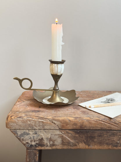 Vintage Brass & Mother of Pearl Chamberstick