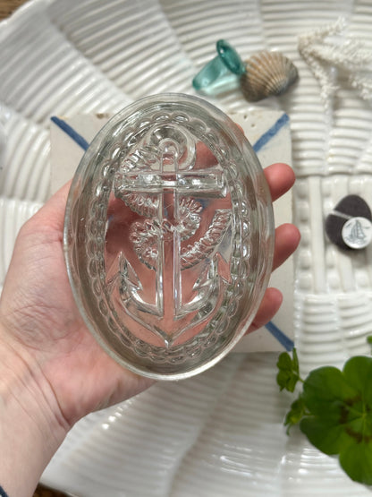 Vintage Cut Glass Jelly Mould – Ship’s Anchor