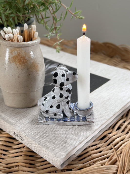 Vintage Studio Pottery Dalmatian Candle Holder by Ark Pottery, Devon