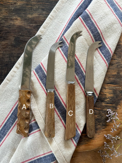 Vintage Stainless Steel & Wooden Handled Cheese Knives (Multiple Options)