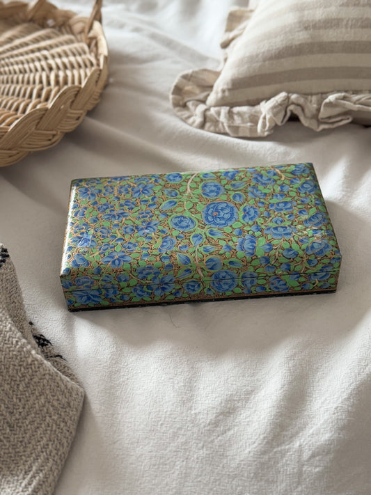Vintage Indian Papier-Mâché Floral Trinket Box