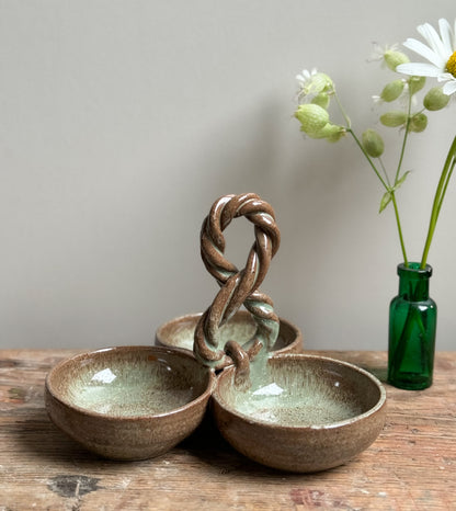 Studio Pottery Roped Handle Pinch Pot