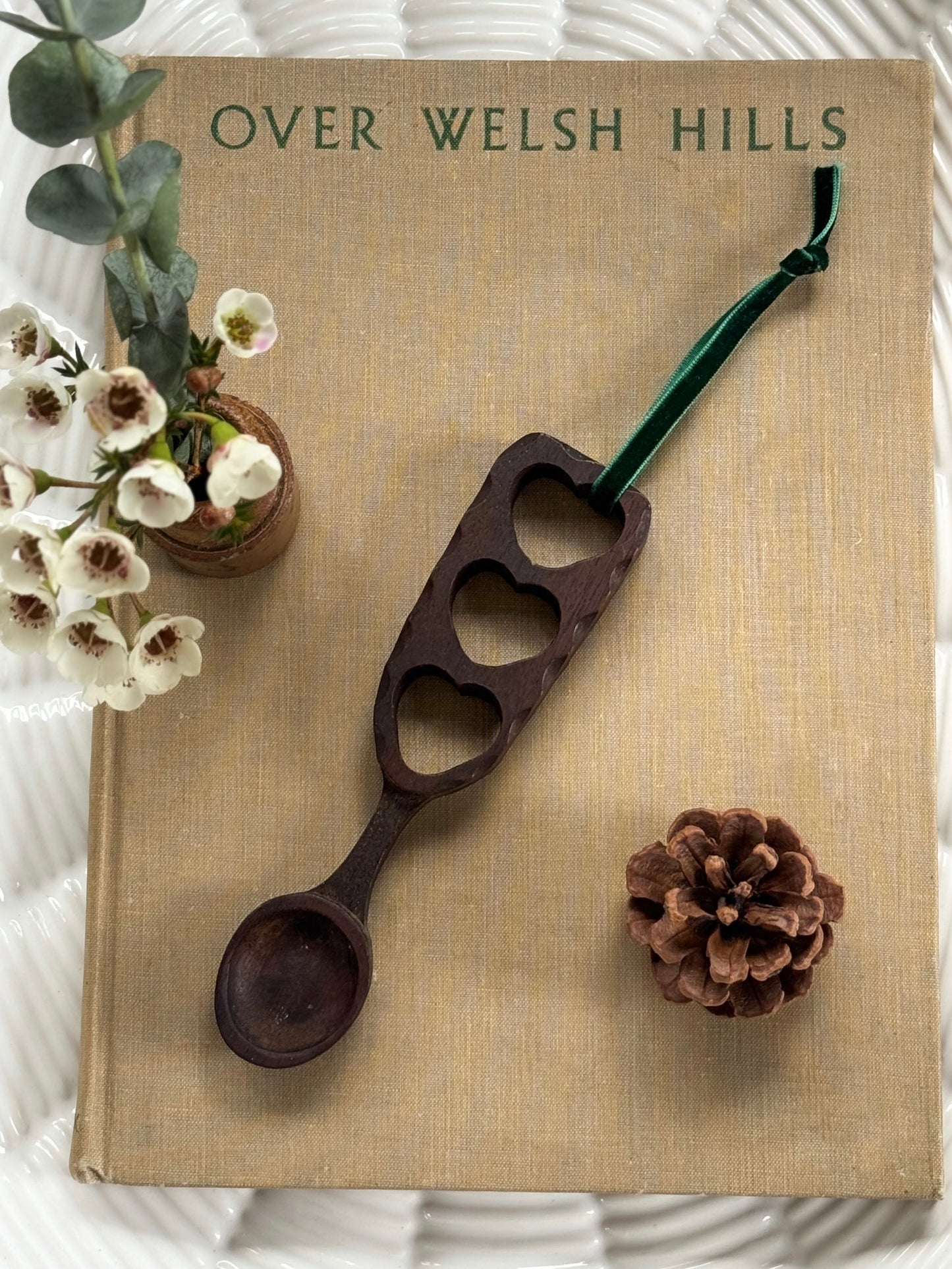 Three Hearts • Tair Calon - Vintage Hand-Carved Welsh Love Spoon
