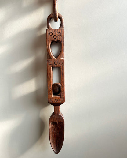 Vintage Welsh Love Spoon • Intricately Carved