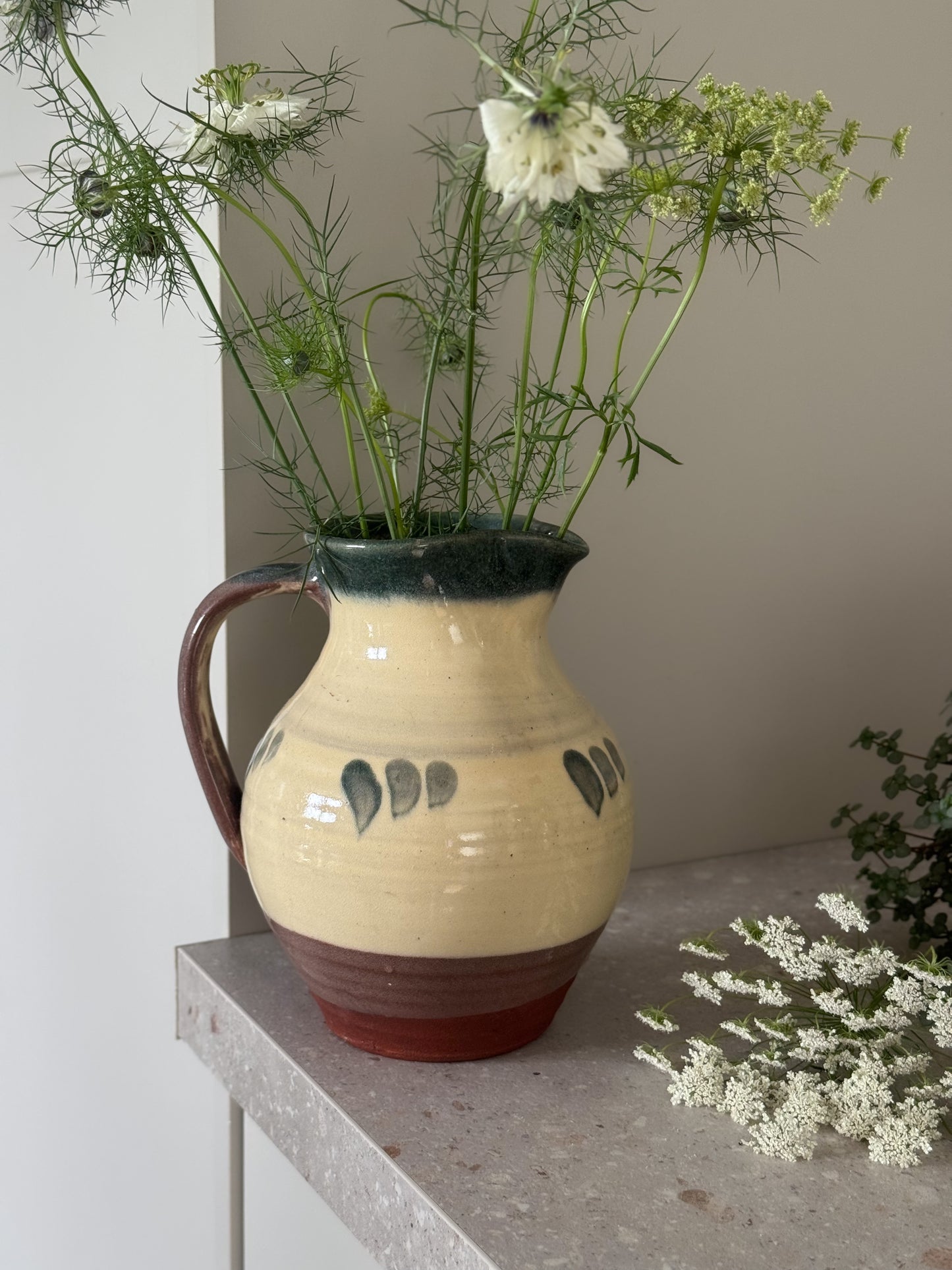 Large Vintage Wattisfield Ware Studio Pottery Slipware Jug, c.1950s–60s
