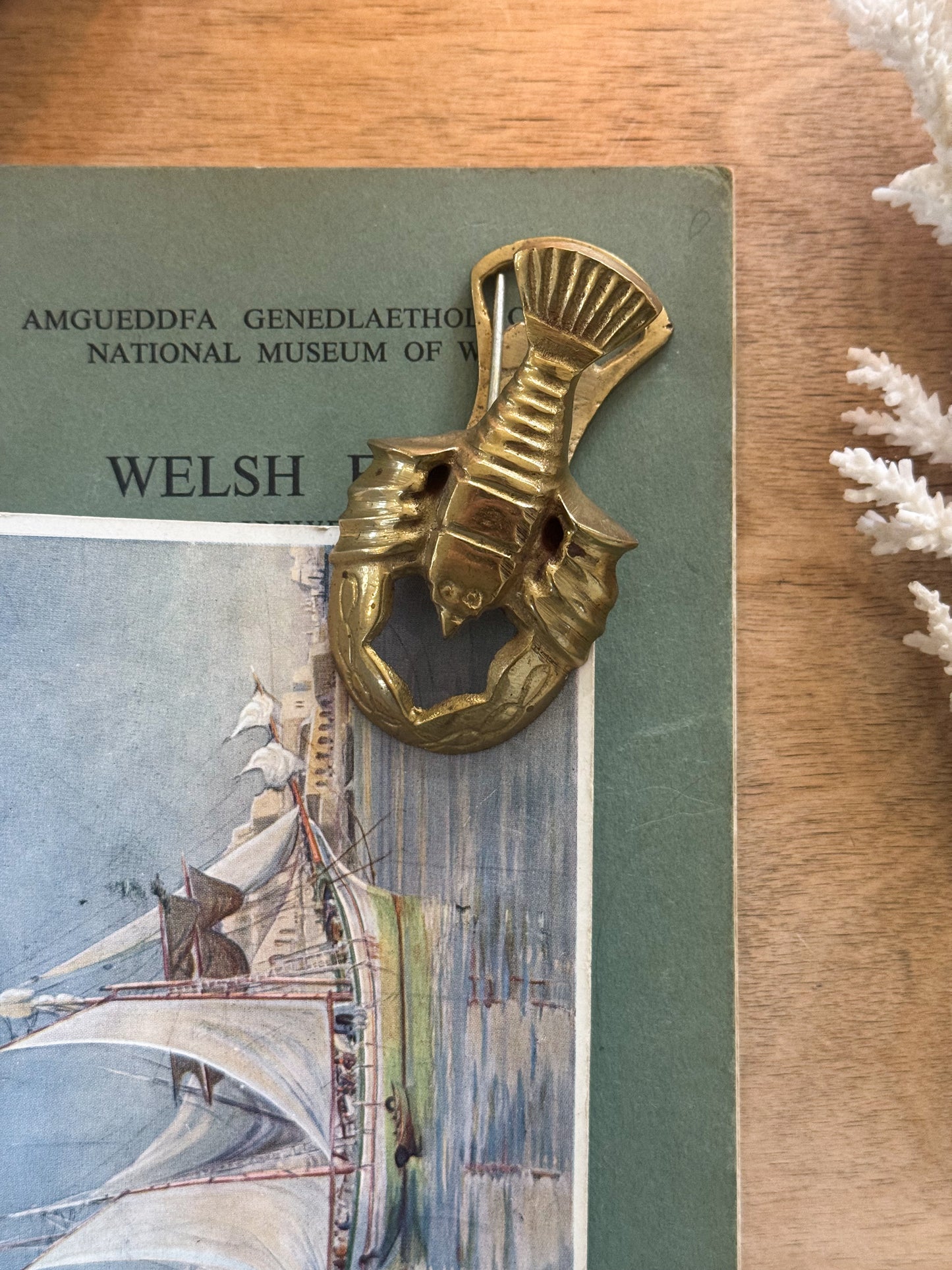 Vintage Midcentury Solid Brass Lobster Letter Clip