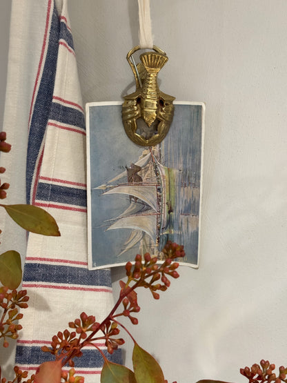 Vintage Midcentury Solid Brass Lobster Letter Clip