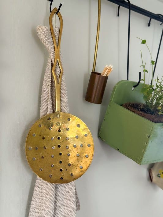 Antique Victorian Brass Milk Skimmer Ladle