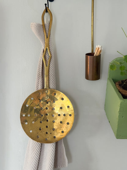 Antique Victorian Brass Milk Skimmer Ladle