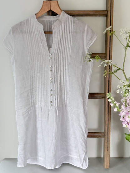 Vintage Saverino Milo White Linen Tunic, Size 46 (UK 14) - 100% Linen, Made in Italy