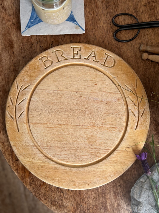 Vintage Hand-Carved Wooden Bread Board