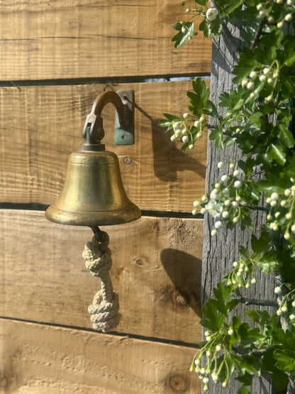Vintage Solid Brass Ship’s Bell with Rope Pull